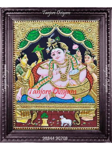 Gold Butter Krishna Tanjore Painting